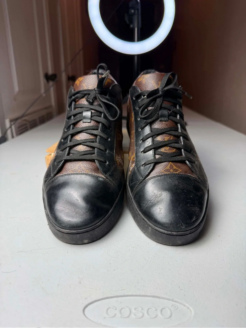 Damage Louis Vuitton Match-Up Sneaker Monogram Brown Sz 10 UK / 11 US CRACKED